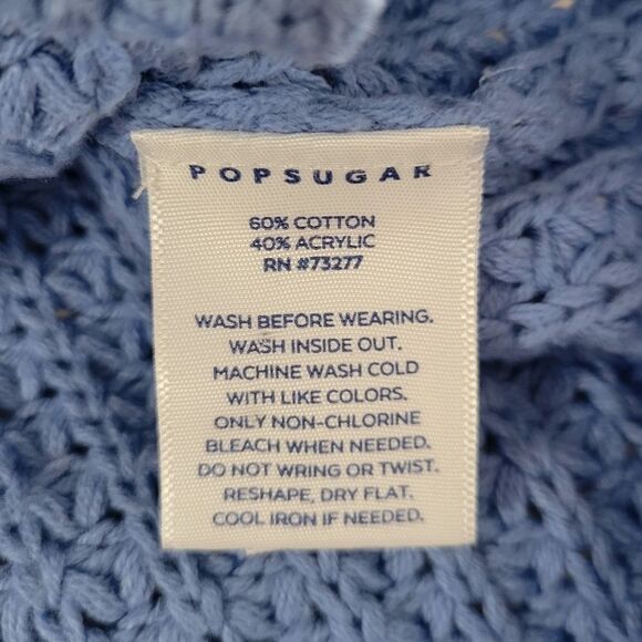 POPSUGAR Button Back Blue Crewneck Sweater - Picture 13 of 14